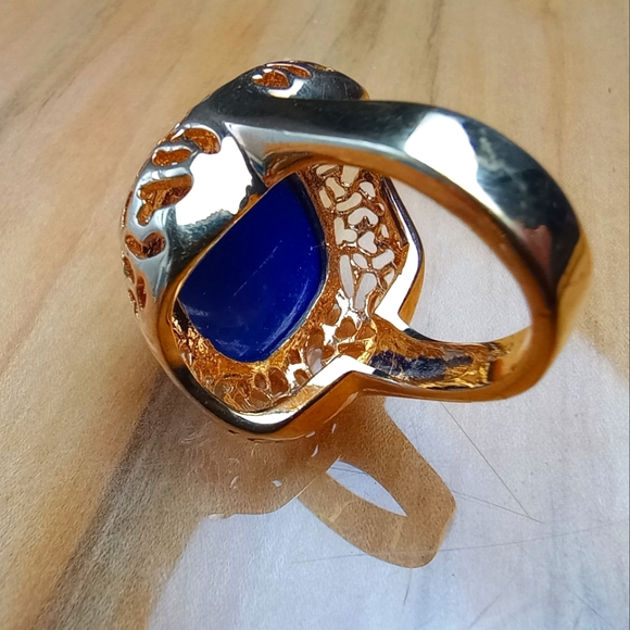 Patriotic Jewelry Lot Sarah Cov Pendant Necklace, Clips, Blue Chalcedony Ring - Picture 7 of 8